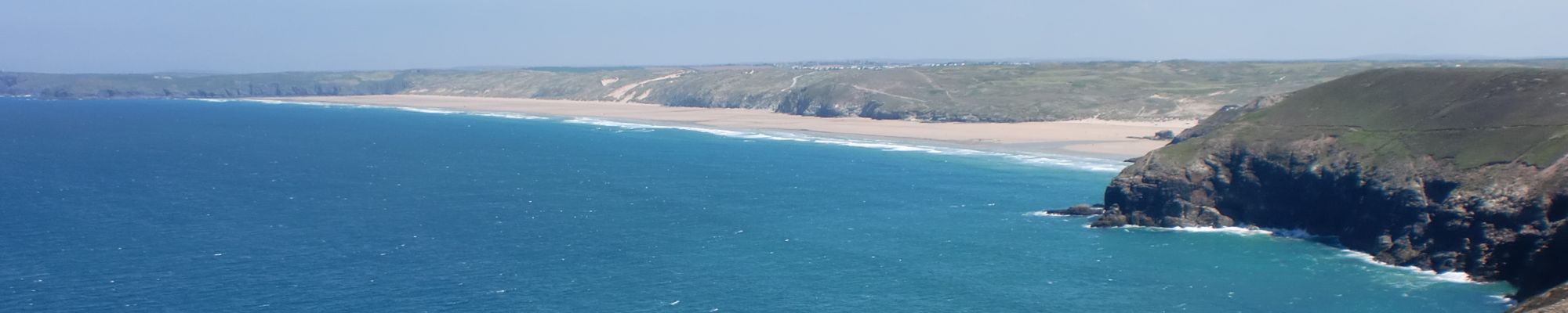 View arriving at Perranporth beach