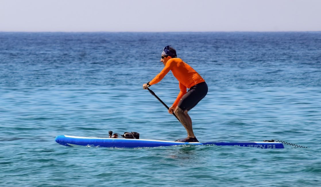 Paddle boarder in the sea