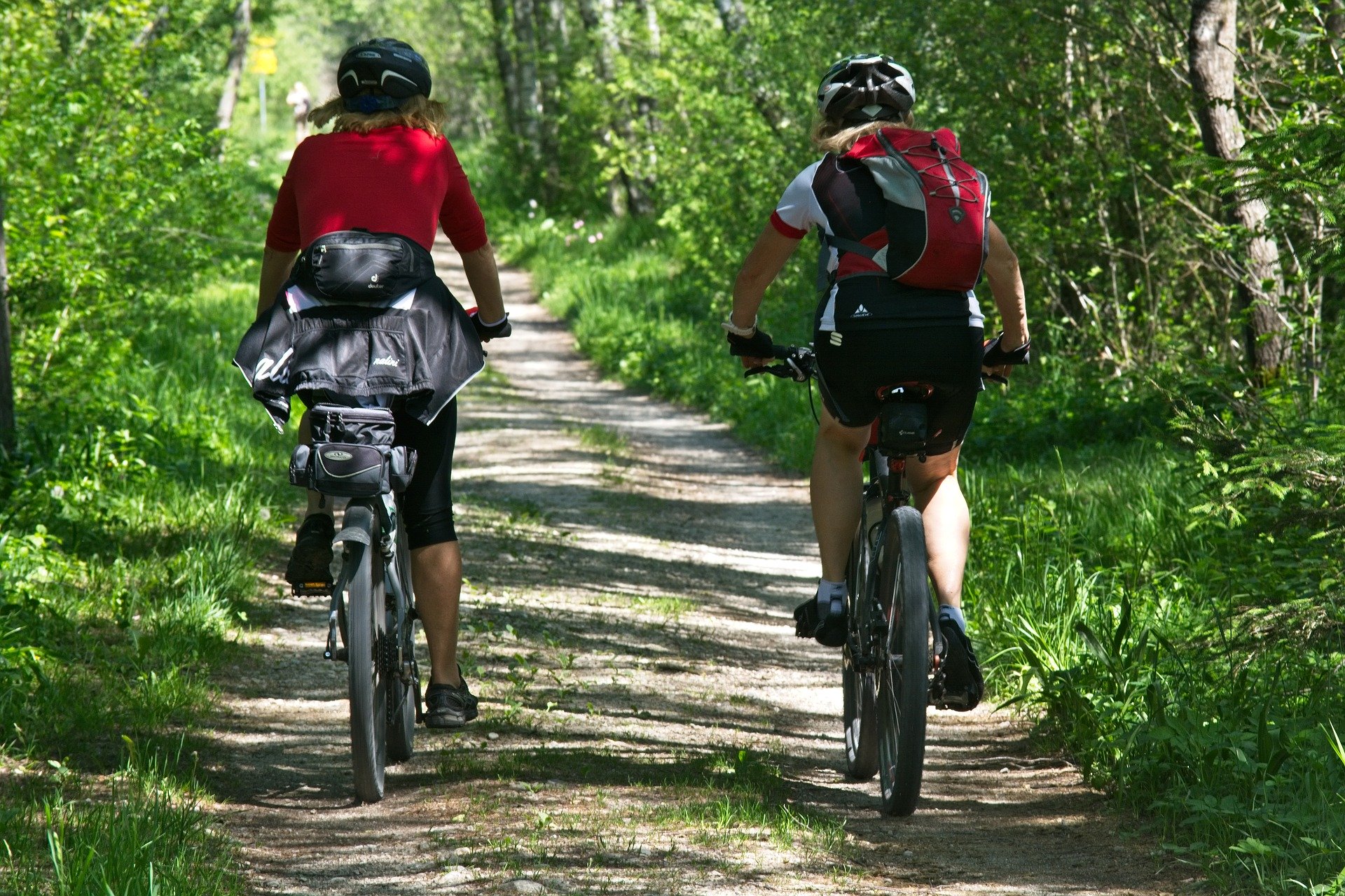 two cyclists on a trail